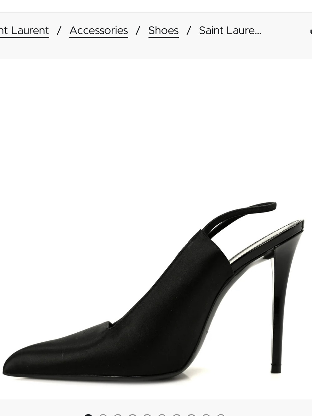 Saint Laurent Black Satin Pointed Slingback Stiletto Pumps Raven 110 38/38.5